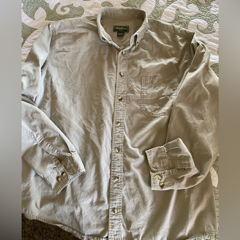 Eddie Bauer XL Tall khaki l/s shirt LNC